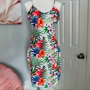 SHEIN Tropical 🌴🌺🦩🍃Slip Dress Medium